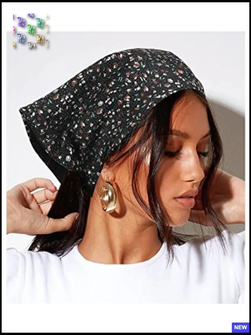 Boho Elastic Hair Scarf Headband Set Pre-Made Clip Kerchief Bandana Women